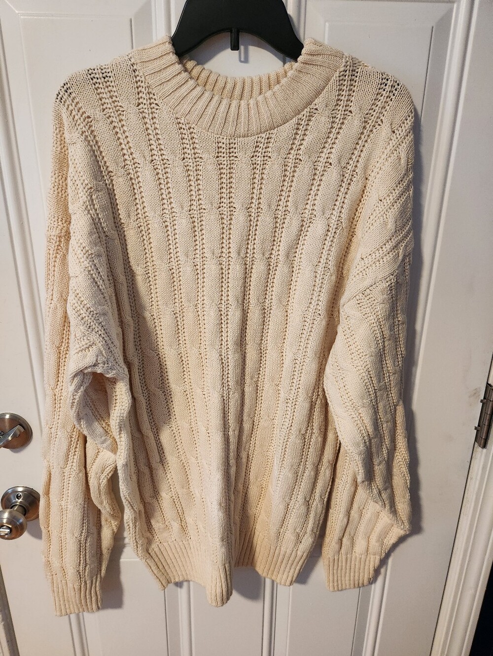 Vintage Windy Hill  Cream Sweater - Classic Crewneck 100% Cotton Size Large